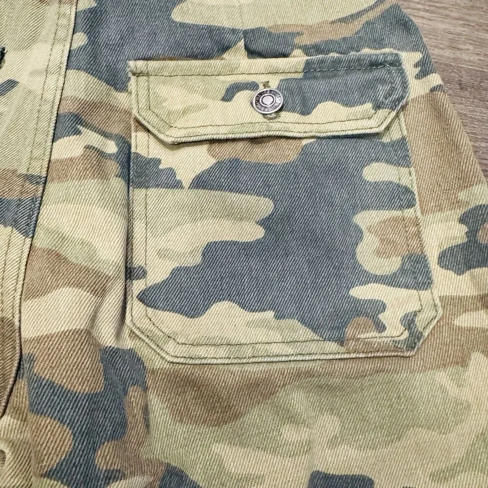 Free People We The Free Camo Cargo Pants High Rise Size 26 Green NWT Boho Grunge - Picture 7 of 11